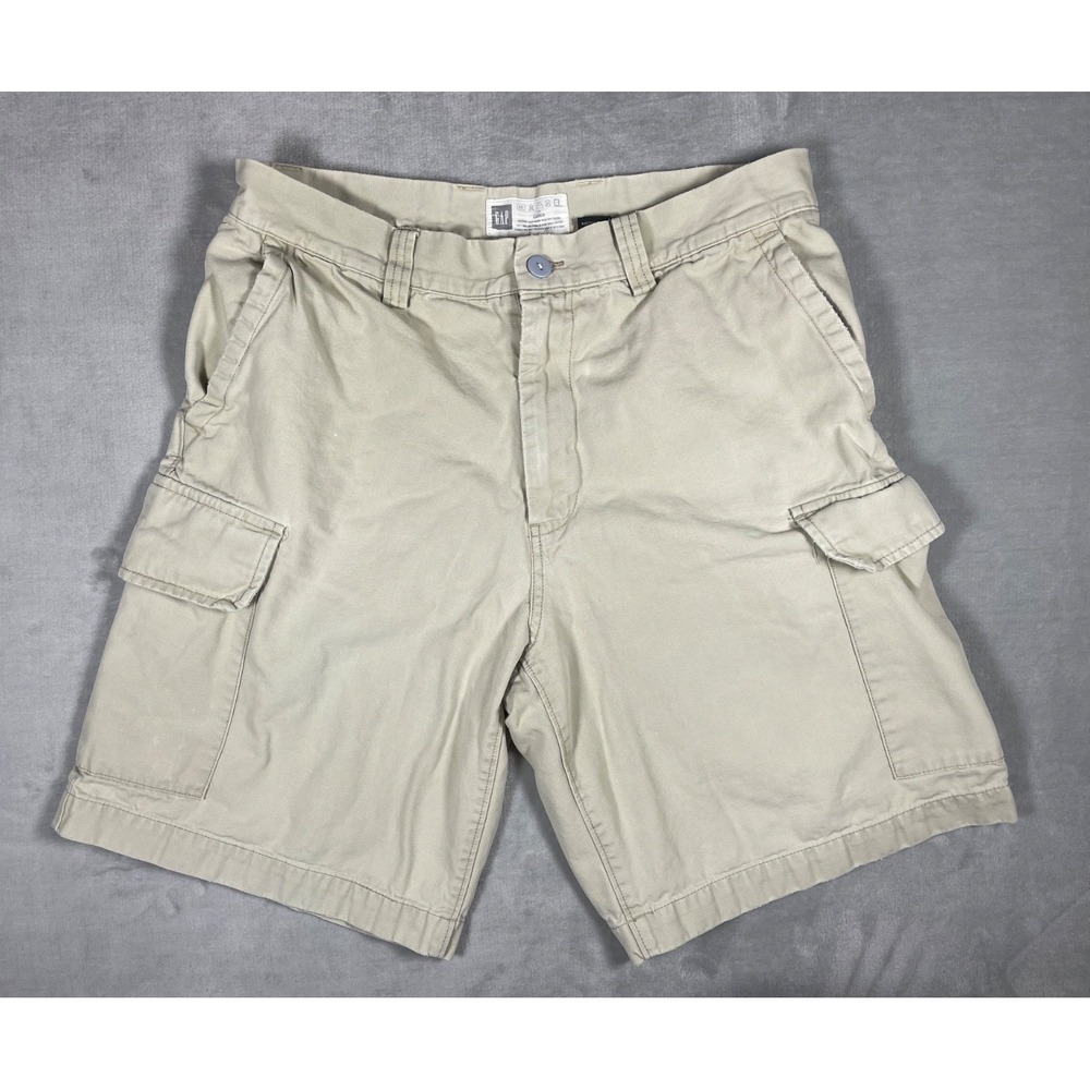 Y2K Gap Cargo Shorts Mens 34 Beige Khaki Utility Skate Workwear Pockets